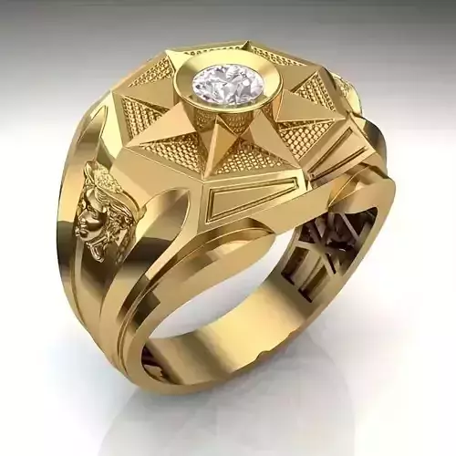 Mens Diamond Signet Ring 3D Model