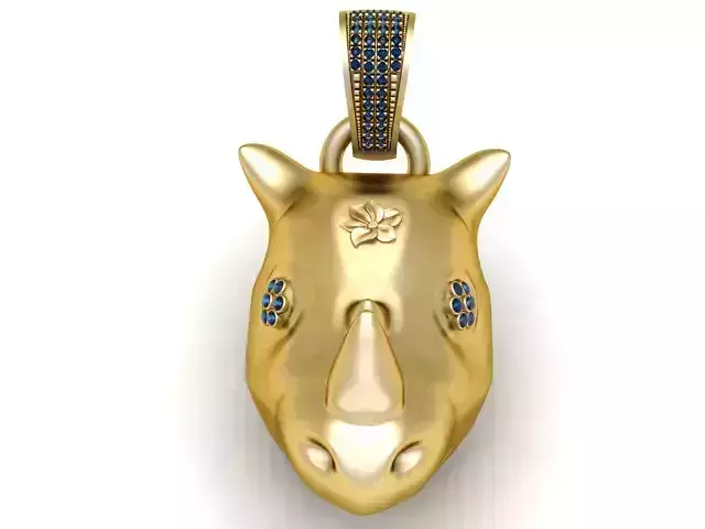 Rhino Head Pendant 3D Printable Model