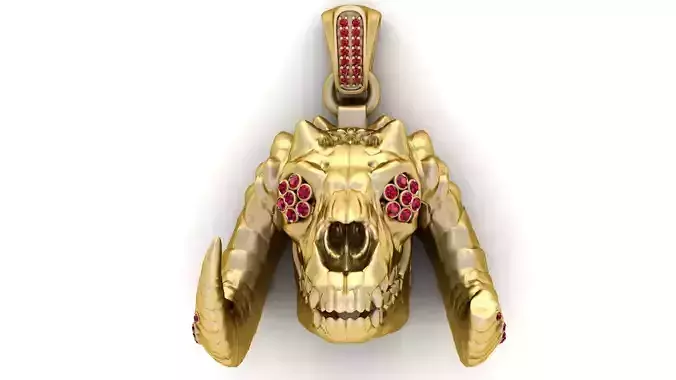 Skull and Horns Pendant 3D Printable Model