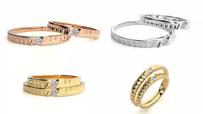 Modern Grooved Couple Rings STL and 3DM Files 