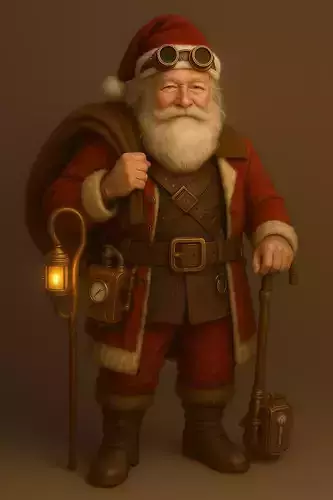 Steampunk Santa - Realistic Fantasy Christmas Inventor