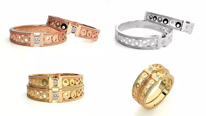 Couple Ring 3D Model STL and 3DM Files