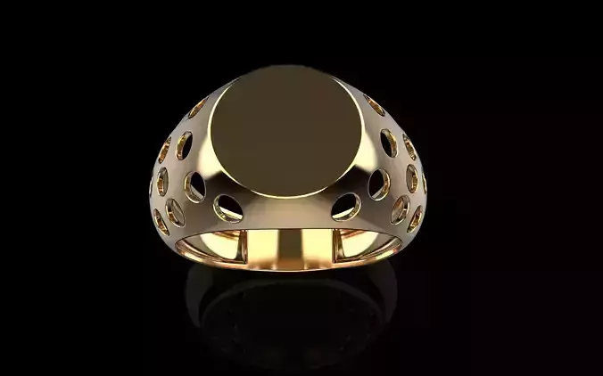 lightweight  signet ring with holes model 1464