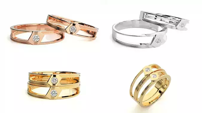 Couple Ring 3D Model STL and 3DM Files