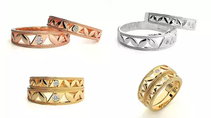 Couple Ring 3D Model STL and 3DM Files