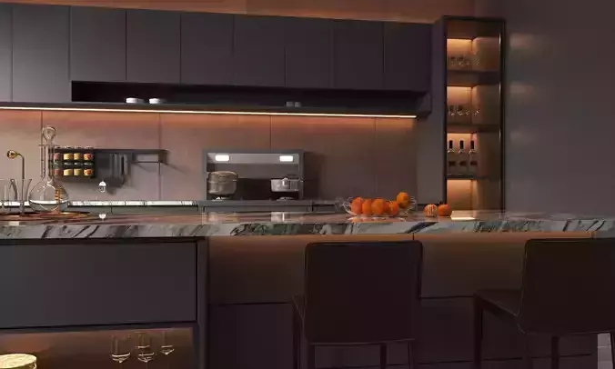 Kitchen interior 02 3D model 2