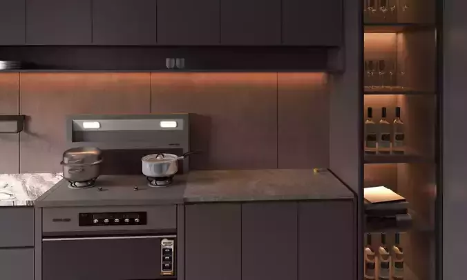 Kitchen interior 02 3D model 7