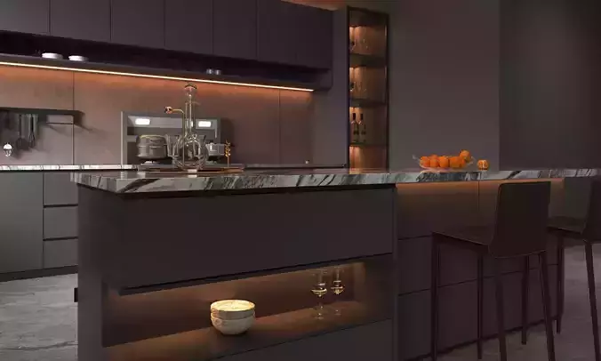 Kitchen interior 02 3D model 6