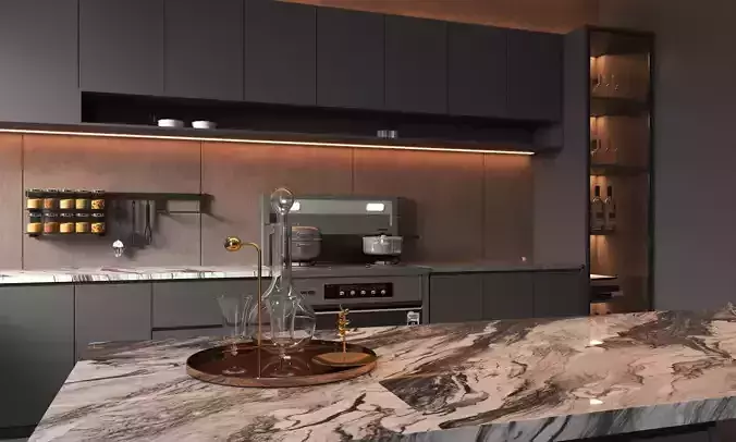 Kitchen interior 02 3D model 4