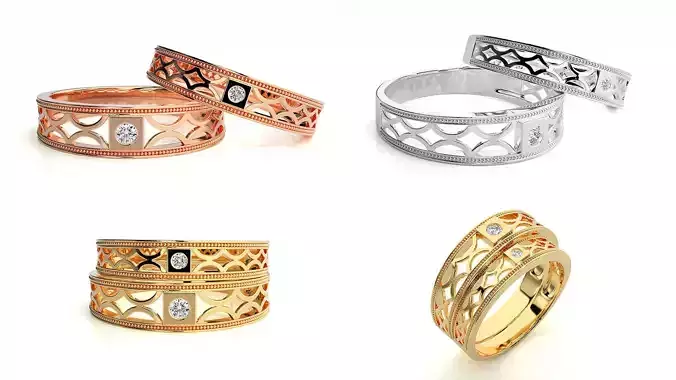 Couple Ring 3D Model STL and 3DM Files