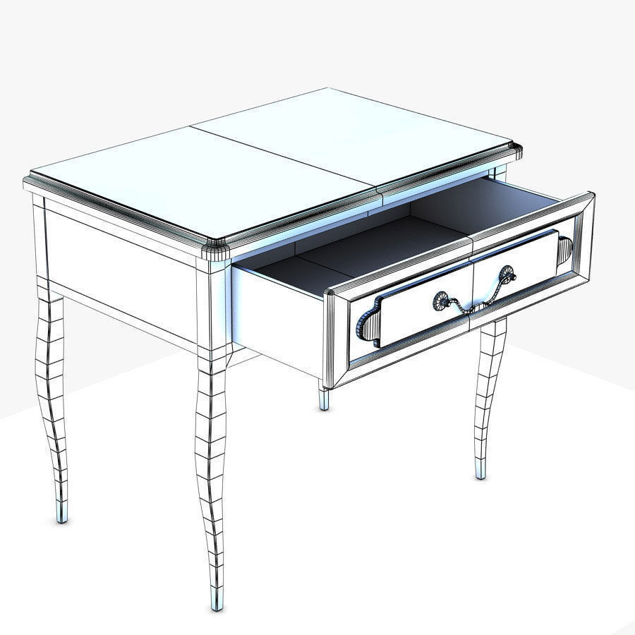 Bedside table with drawers Low-poly 3D model_4