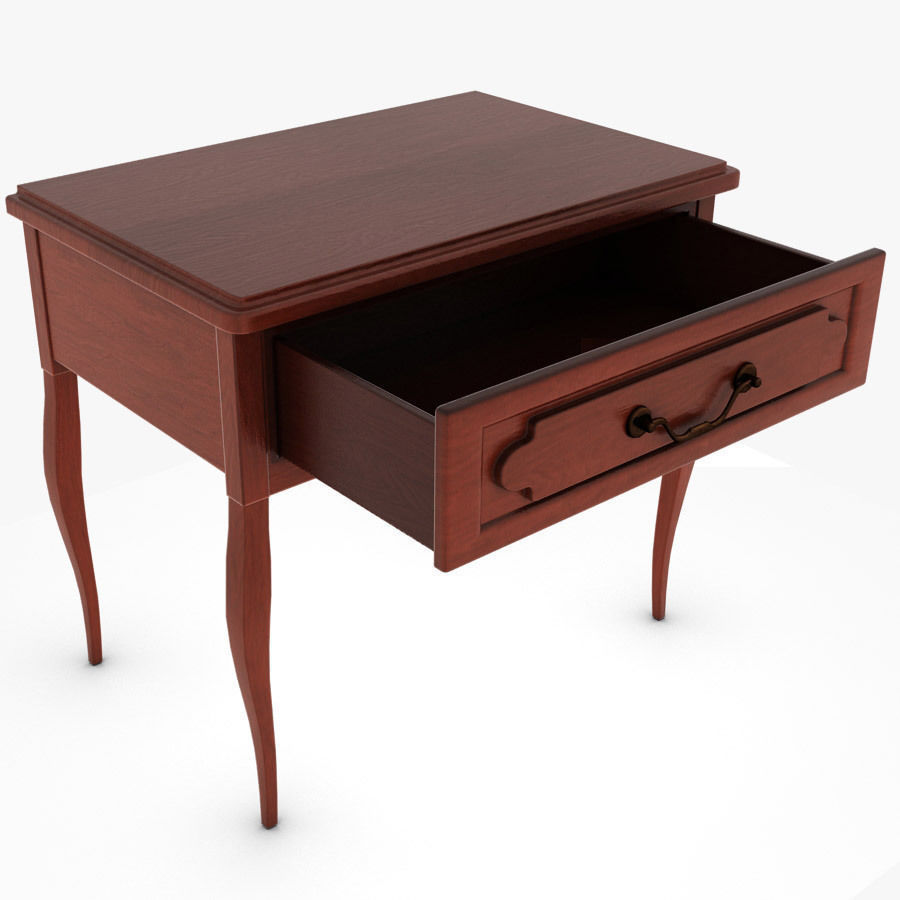 Bedside table with drawers Low-poly 3D model_3