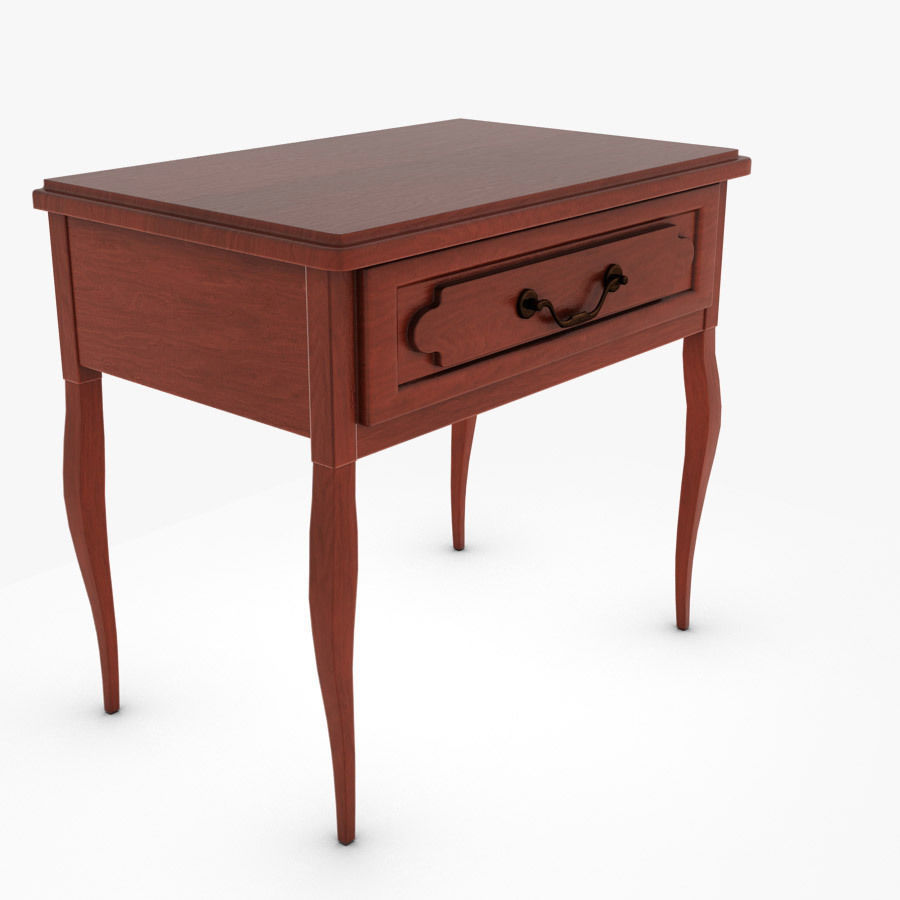 Bedside table with drawers Low-poly 3D model_1