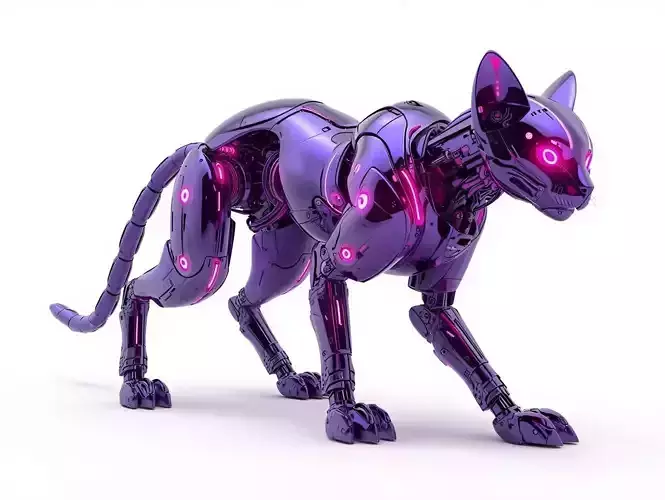Sci-Fi Sleek Robot Cat 3D Model