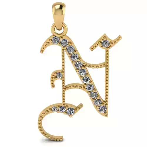 Diamond Olde English Pendant Letter N