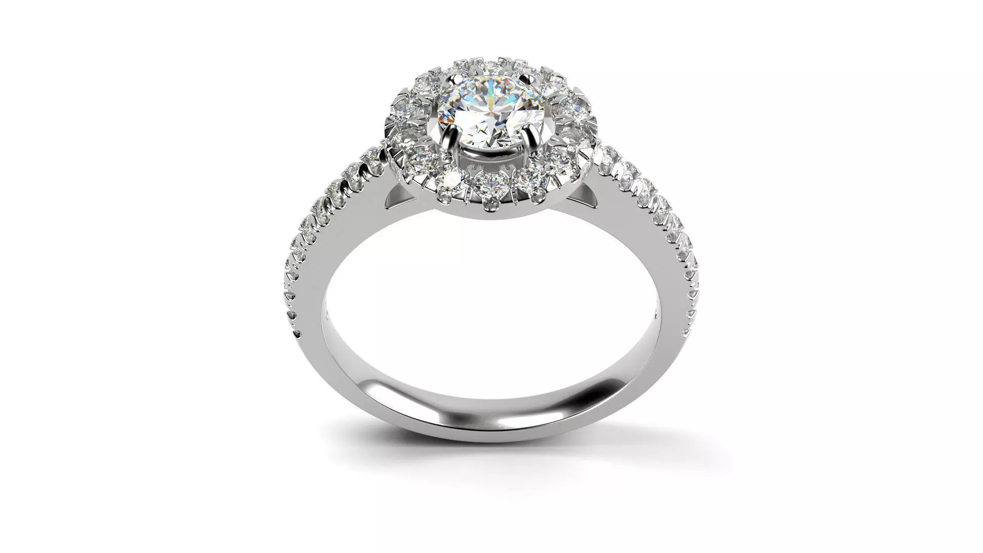 Classic Halo Diamond Engagement Ring 3D print model_0