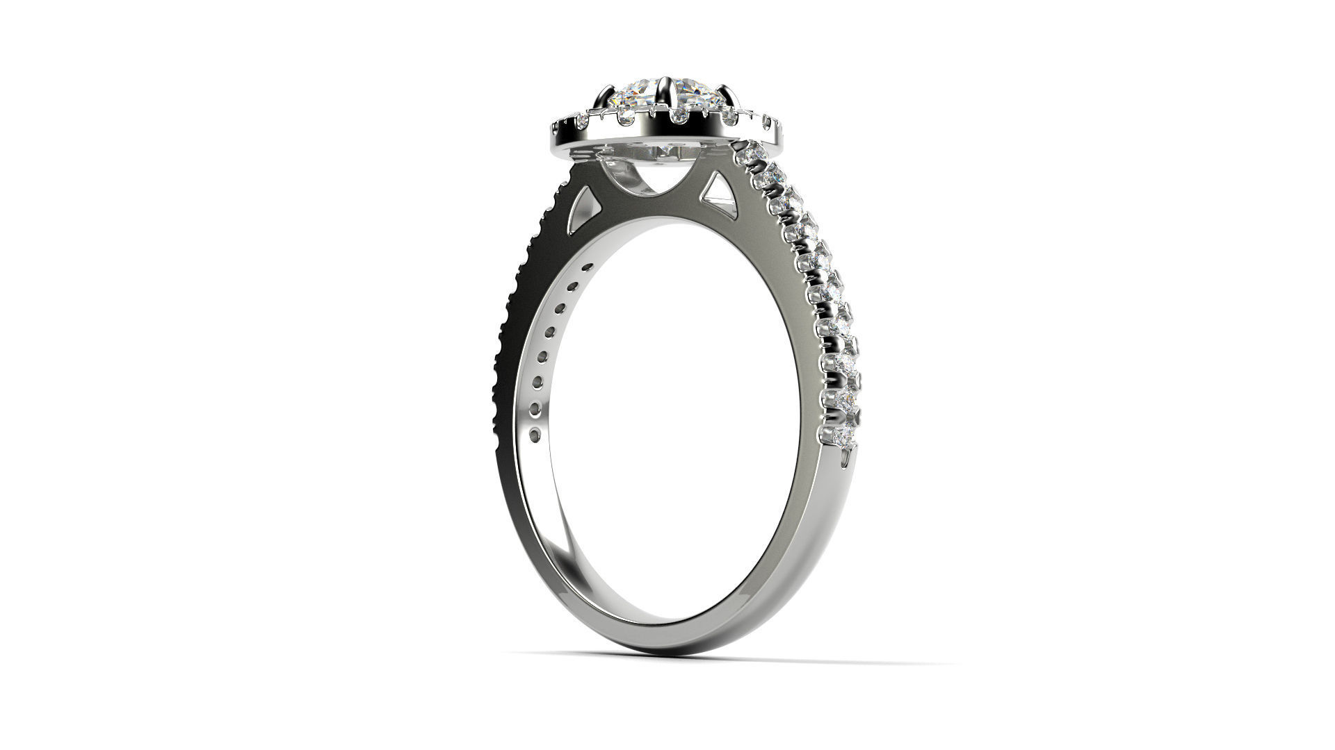 Classic Halo Diamond Engagement Ring 3D print model_1