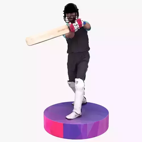 Cricket Batsman 3D Scanned Model Batting Shot Action Pose