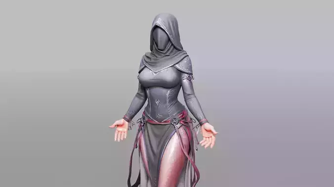 Dark Fantasy Female Ritualist LOW And HIGH POLY