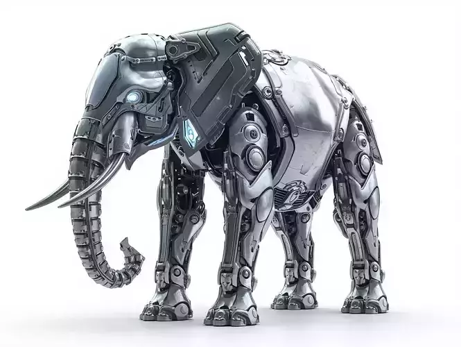 Sci-Fi Robot Silver Elephant 3D Model