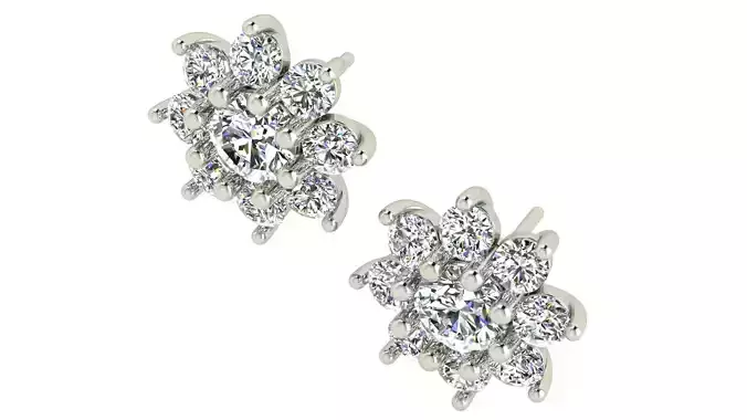 Diamond flower Studs