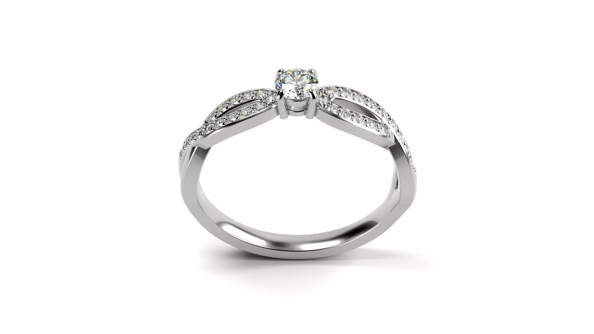 Diamond Accent Twine Promise Ring with small stones  3D print model_0