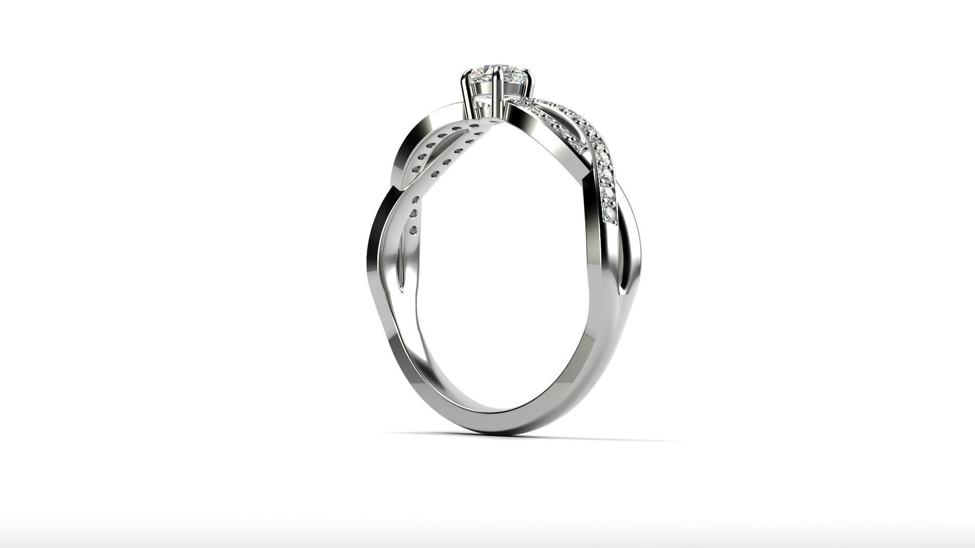 Diamond Accent Twine Promise Ring with small stones  3D print model_1