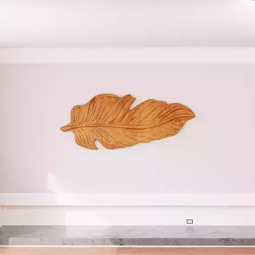 Carved Wooden Leaf Decor