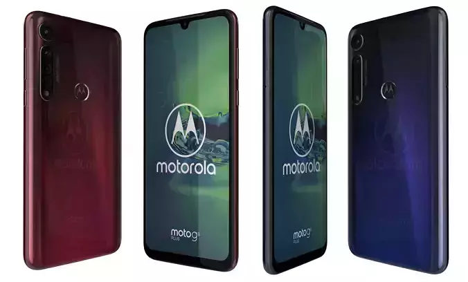Motorola Moto G8 Plus Dark Red and Dark Blue High Poly