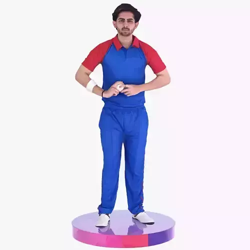 Cricket Bowler 3D Model taking Run-Up to Deliver First Ball