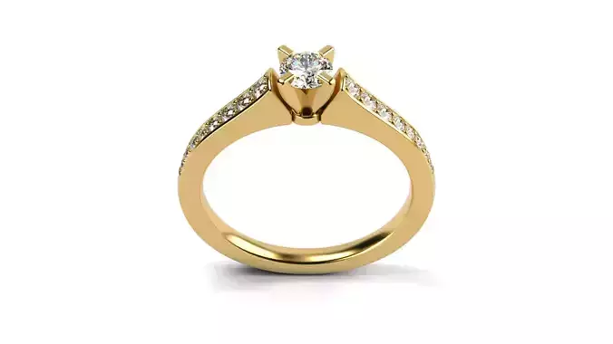 Graduated Pave Diamond Engagement Ring