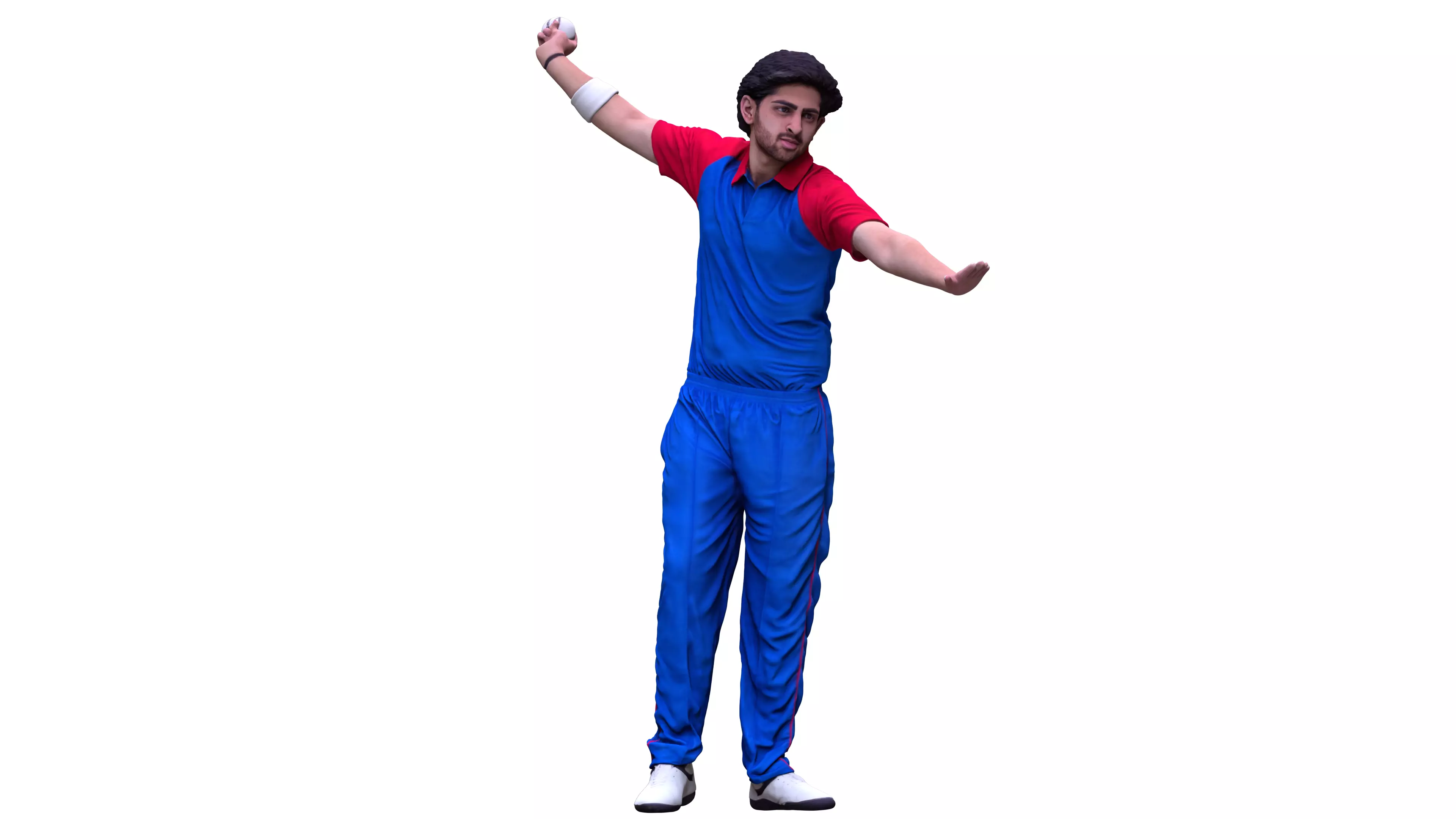 Cricket Bowler 3D scanned Model in Bowling Action 3D model