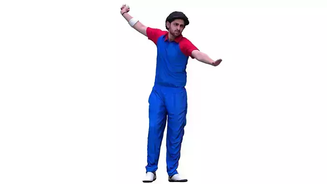 Cricket Bowler 3D scanned Model in Bowling Action