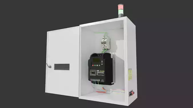 Industrial Electrical Control Panel  Low Poly 3D Model