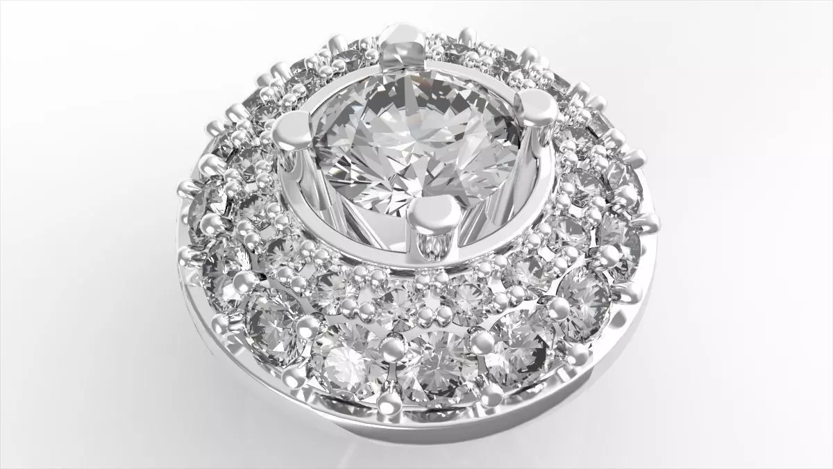 Rollover Halo Diamond Earrings 3D print model_0