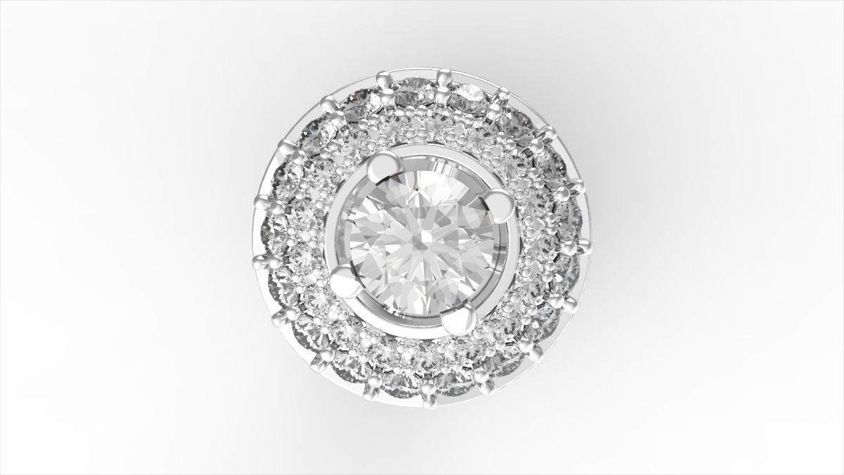 Rollover Halo Diamond Earrings 3D print model_2