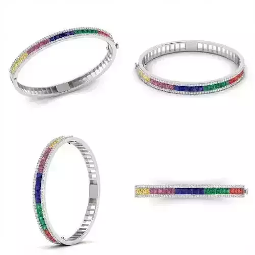 Rainbow Gemstone Bangle featuring a sleek 3D model  