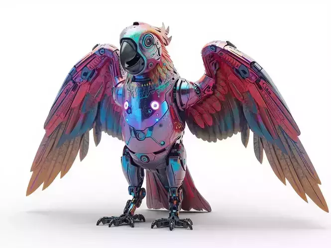 Sci-Fi Robot Companion Parrot 3D Model