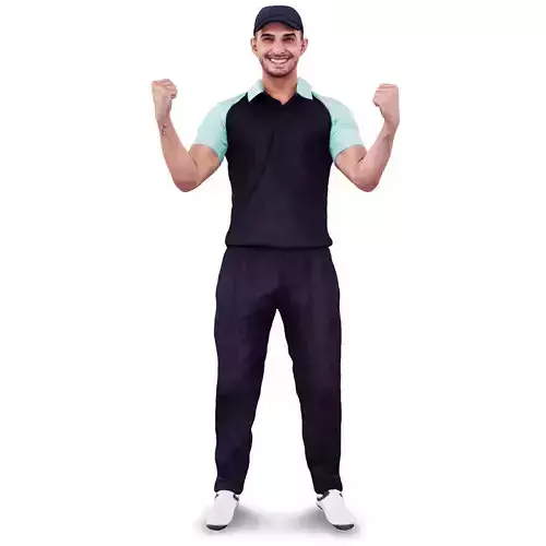 Cricket Fielder scanned 3D Model Celebration Pose