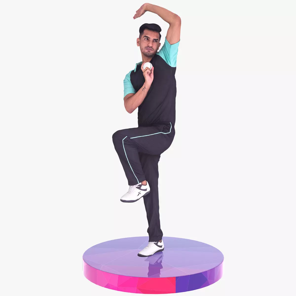 Cricket Bowler Scanned 3D Model in Bowling Action 3D model