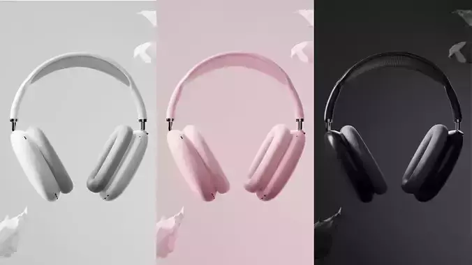 High-detail AirPods Max Low-poly 3D model