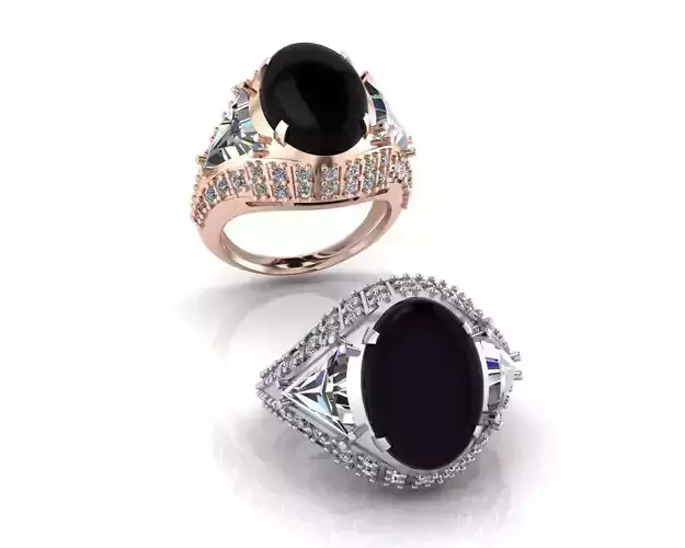 oval and triangle high jewelry ring
