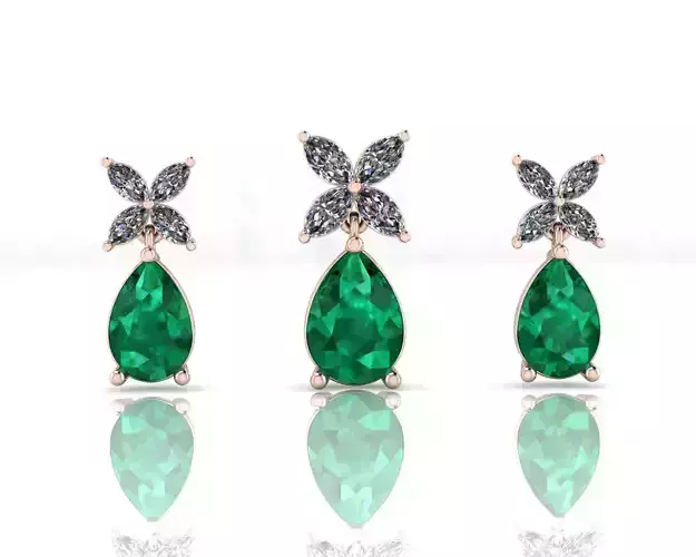 pear emerald and marquise jewelry set pendant and earring