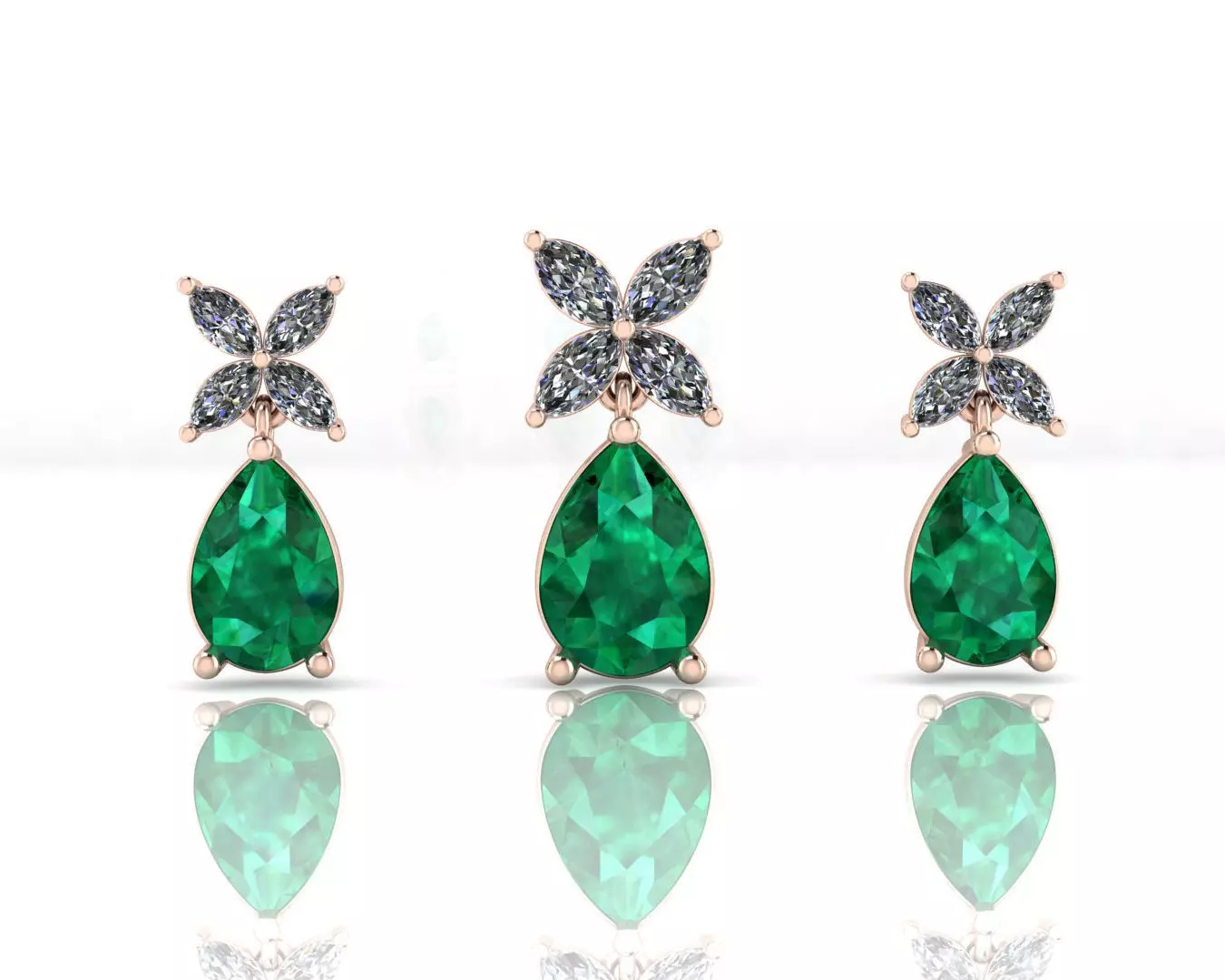 pear emerald and marquise jewelry set pendant and earring 3D print model