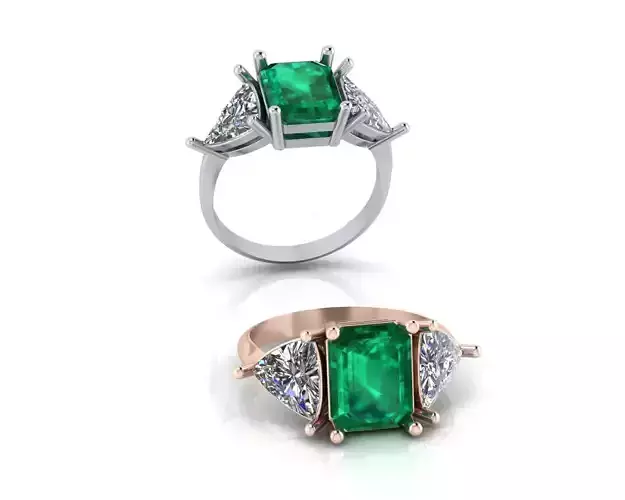 emerald and triangle jewelry ring