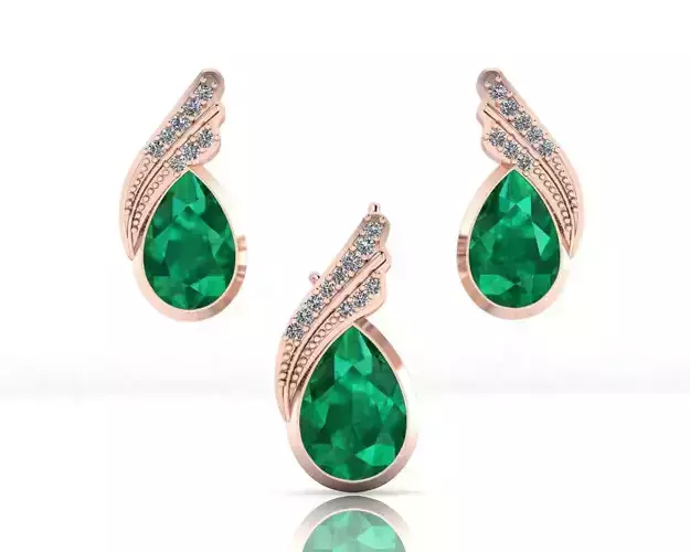 pear emerald jewelry set pendant and earring