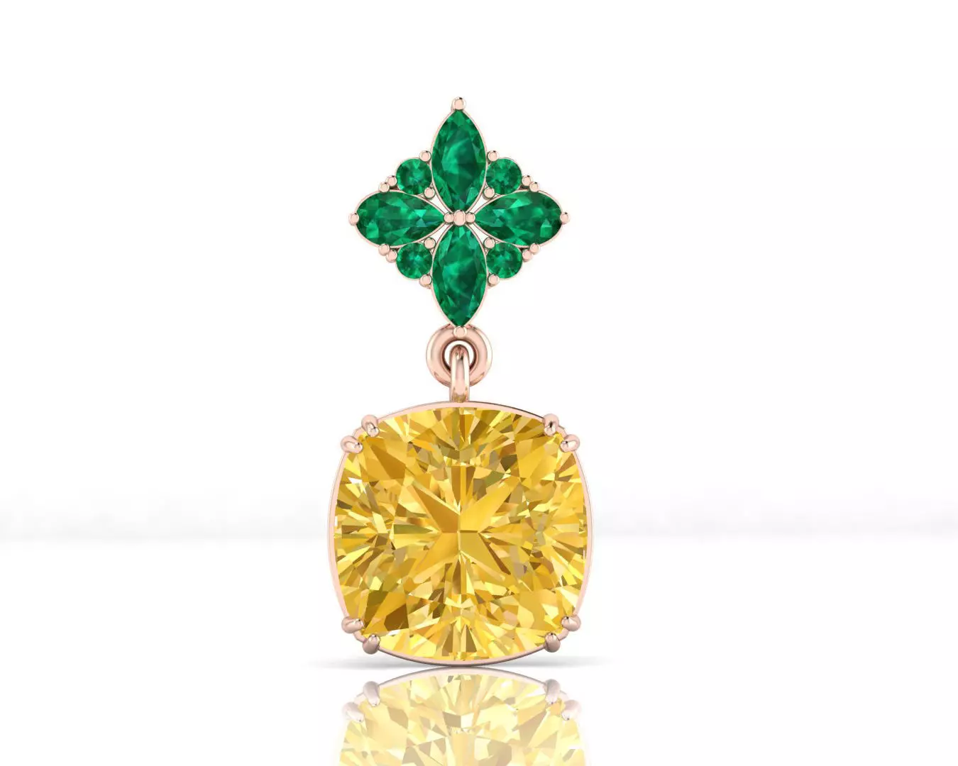 cushion diamond fancy and pear emerald jewelry pendant 3D print model