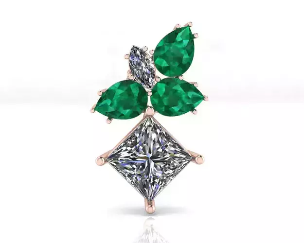prince cut and pear emerald jewelry pendant