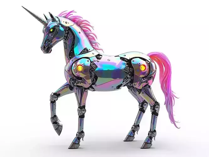 Sci-Fi Robot Holographic Unicorn 3D Model