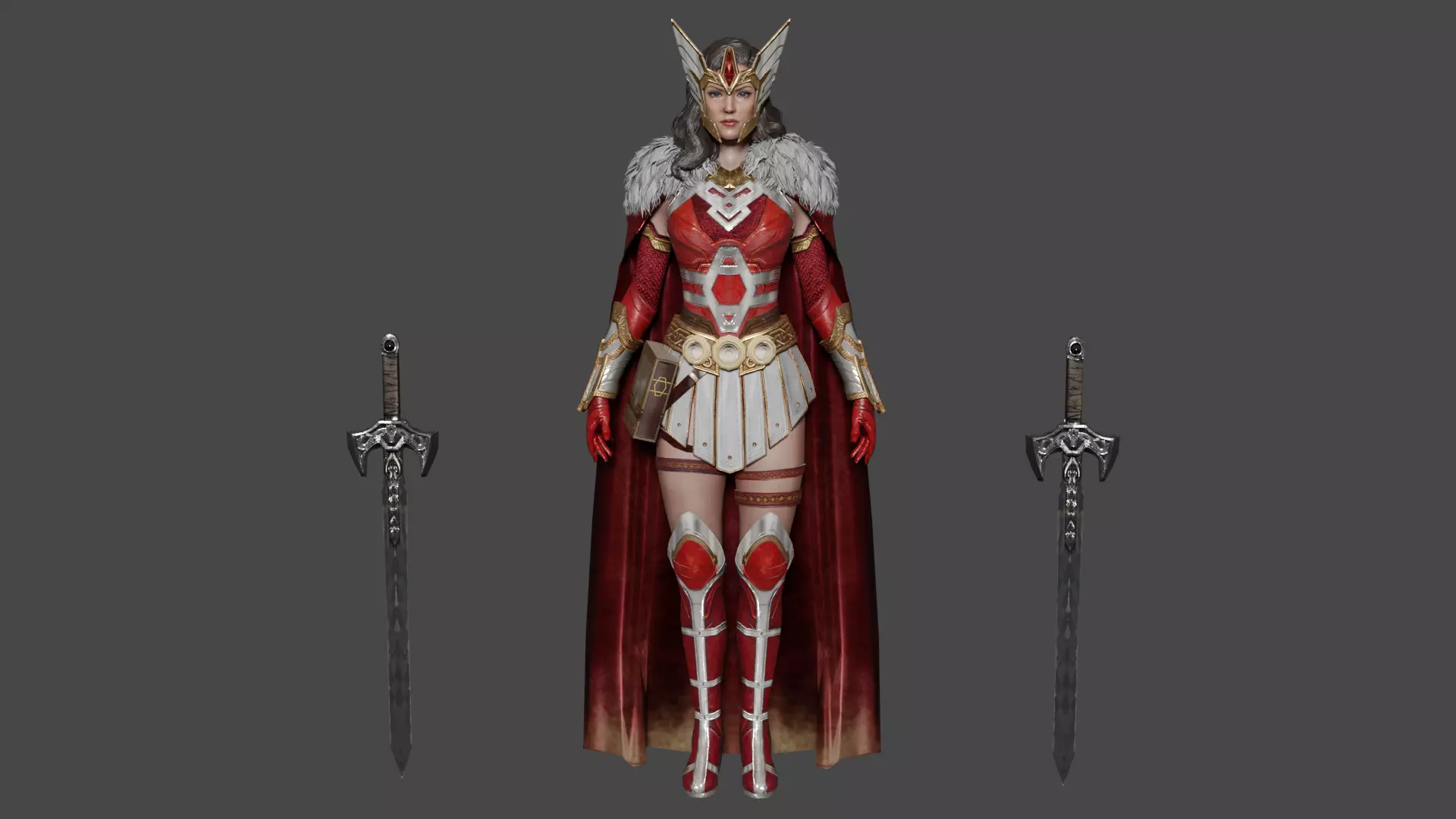 Sif Asgardian warrior Low-poly 3D model